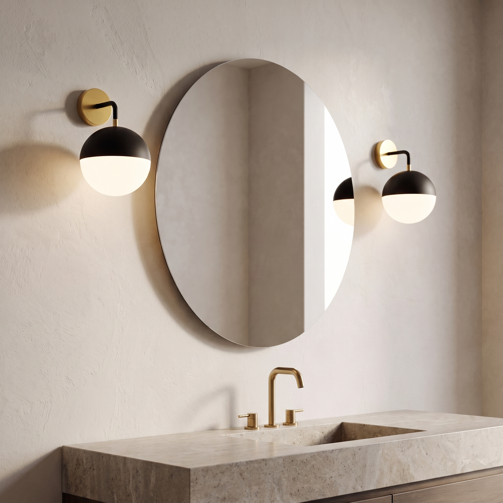 Atelierée Gatsby matt black and brass wall sconce pair