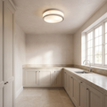 Atelierée opal glass flush ceiling light with chrome trim