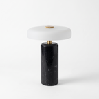 Atelierée Nero black marble rechargeable table lamp on a white background