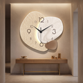 Modern stone look silent quartz wall clock in a hallway