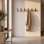 Nordic wall mounted coat rack in an entrance hall