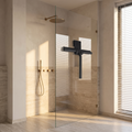 Silicone blade shower squeegee on a walk in shower screen