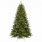 7ft pre lit artificial Christmas tree with warm white lights on a white background
