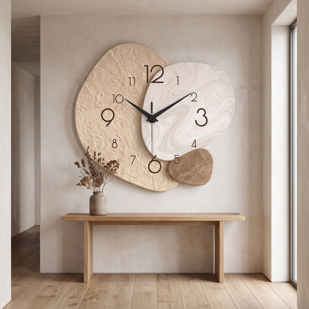 TempoStone modern wall clock on a hallway wall
