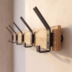 Close detail of the coat rack hook form and wall fixing