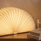 Close detail of the Lumibook lamp folded leaves and hinge