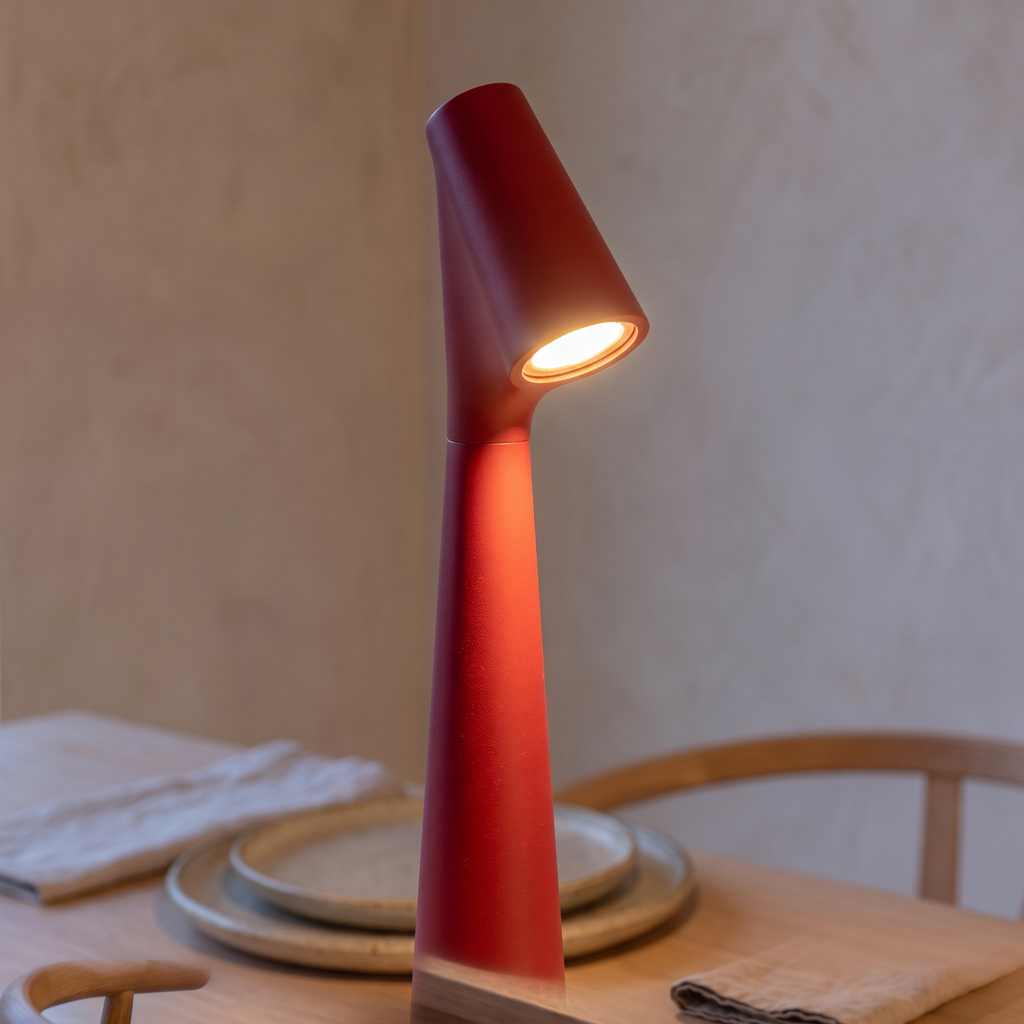 Close detail of the Glowora cordless lamp shade and body