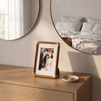 Brooks tabletop photo frame on a bedroom dresser