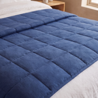 Close detail of the weighted blanket quilted channels and stitching
