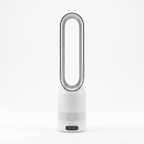 Bladeless tower cooling fan on a plain white background