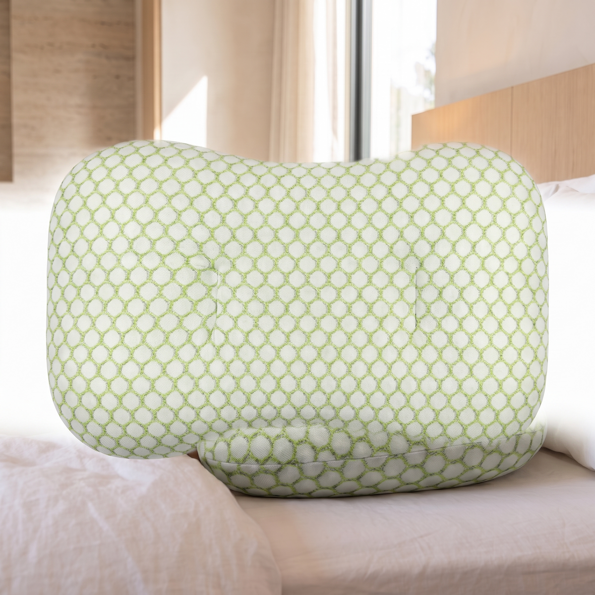 Piercing cushion pillow on a plain white background