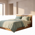 Luxury bamboo bed sheet set on a plain white background