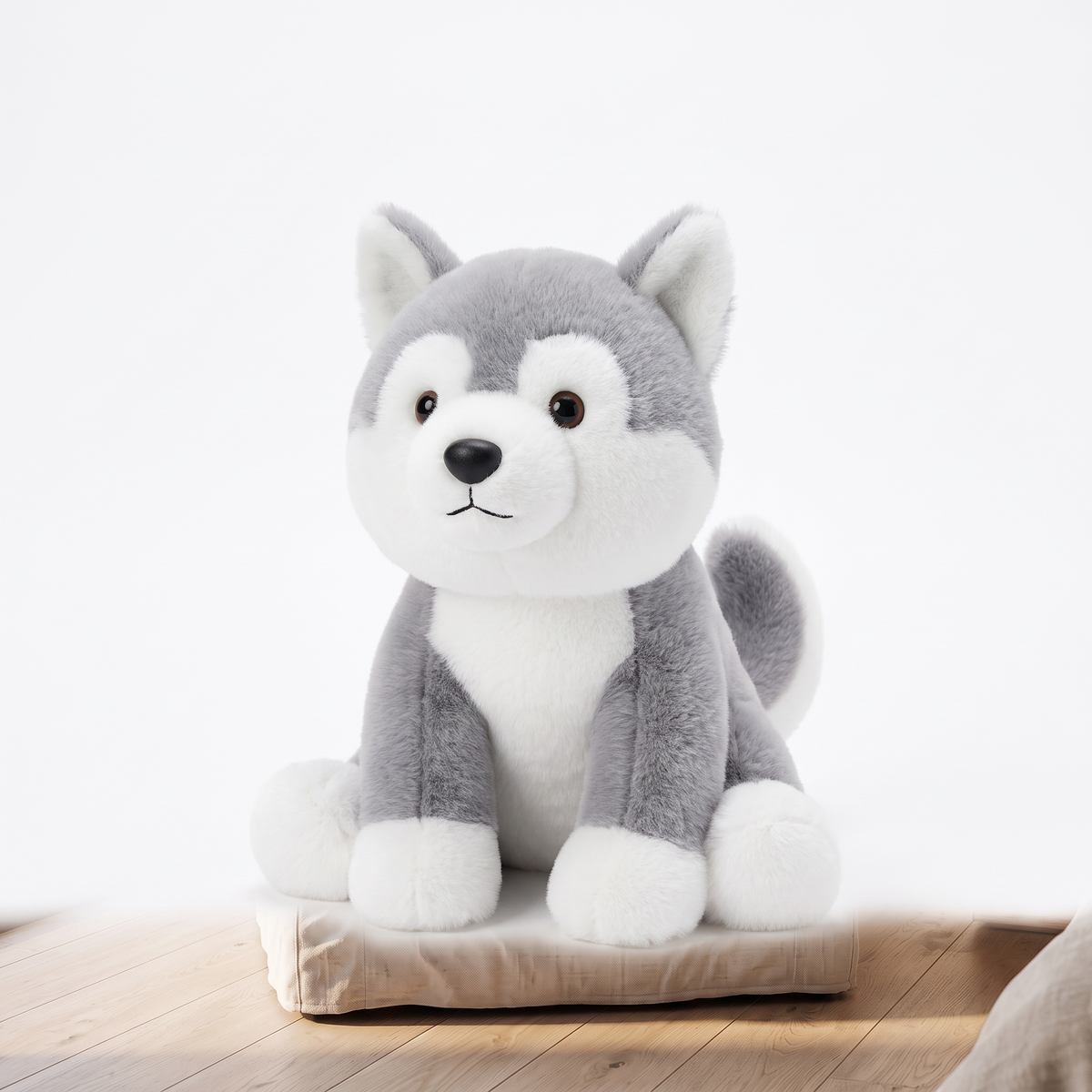 Weighted stuffed animal plush toy on a plain white background