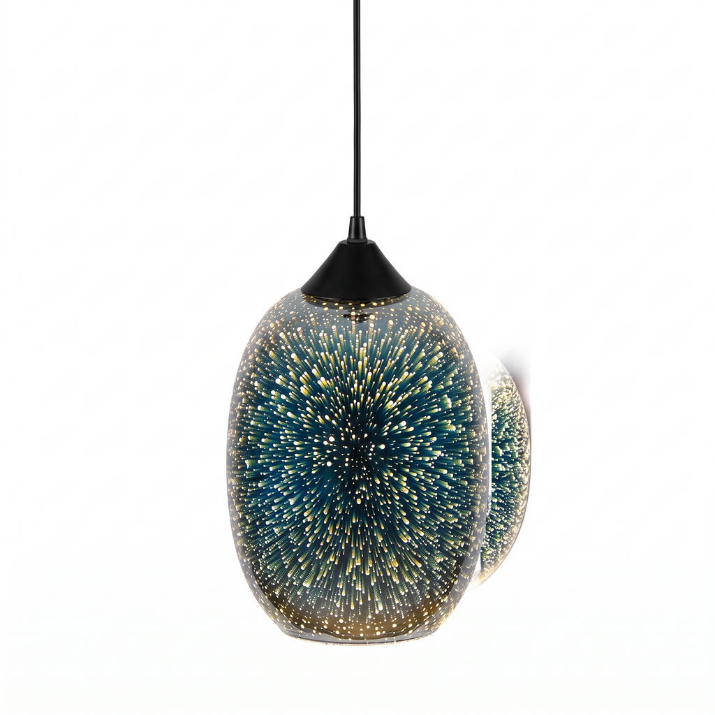 Atelierée Stellaria 3D glass starburst pendant light on a pure white background