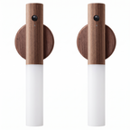 Atelierée Noctis walnut motion sensor wall lights, pair, on a pure white background