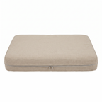Atelieree Sorrel beige linen dog bed mattress on a plain white background