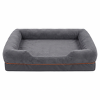 Atelieree Halston bolster dog bed in grey fleece on a plain white background