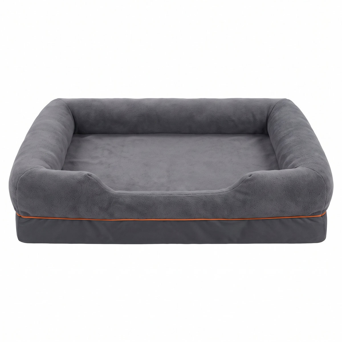 Atelieree Halston bolster dog bed in grey fleece on a plain white background