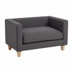 Atelieree Linnea elevated pet sofa in grey cotton on a plain white background