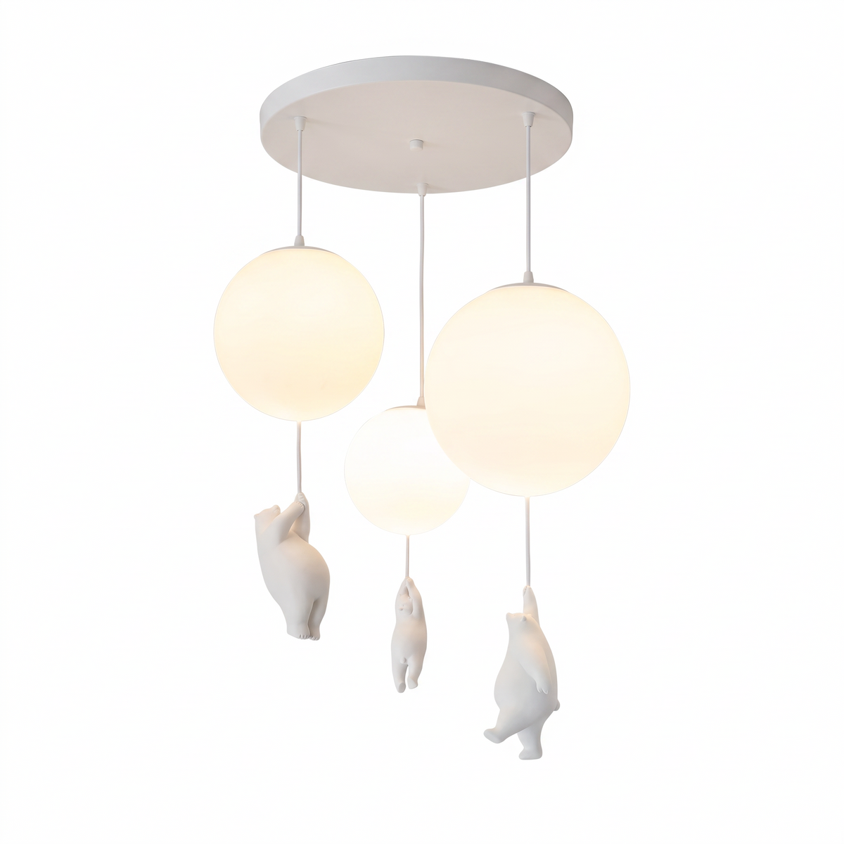Bearlo bear and balloon cluster ceiling light on a white background