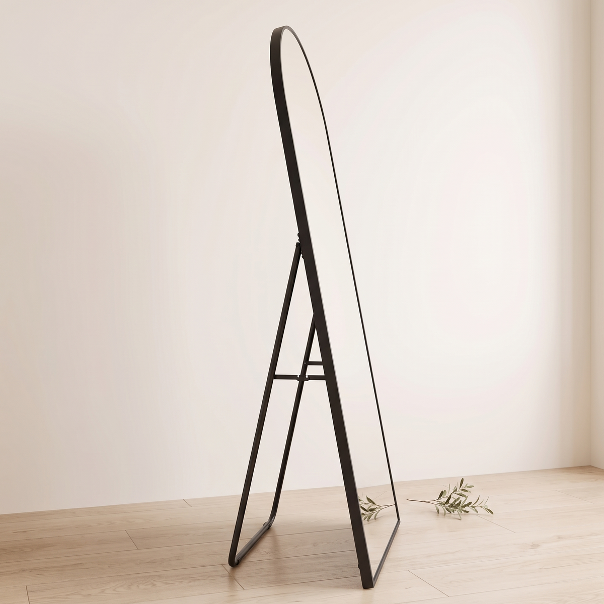 Side view of the Belvedere mirror showing the free standing rear support